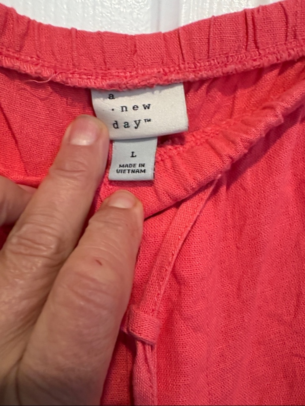 New Day  size Large Coral-Red Wide Leg Drawstring Pants, Wide leg. NWOT - Picture 4 of 7